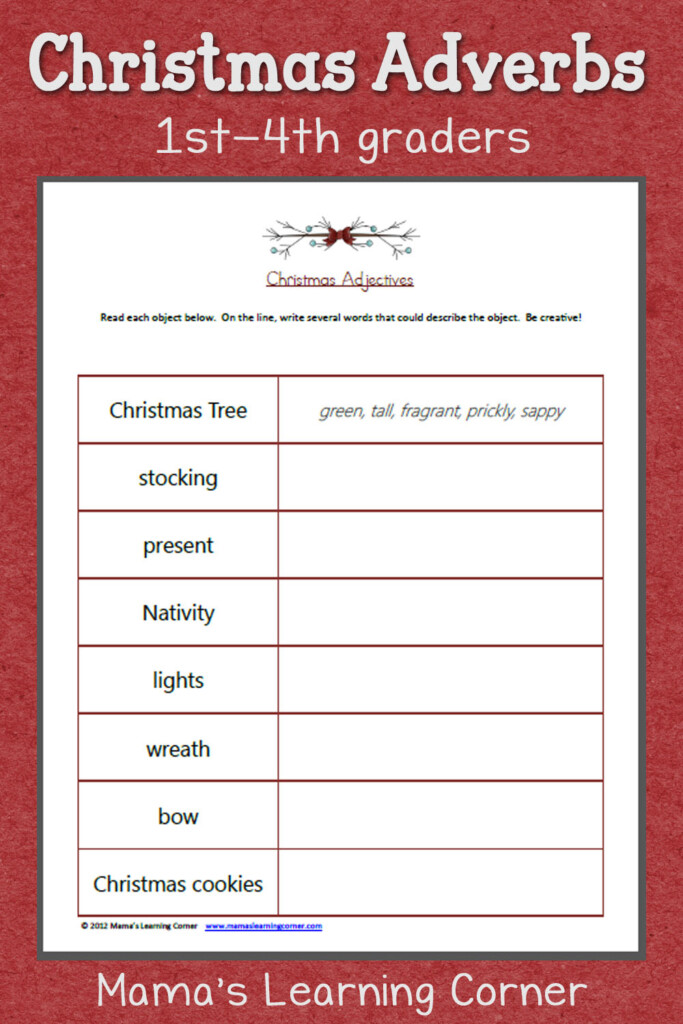 Christmas Adjectives Worksheet Mamas Learning Corner