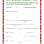 Christmas Modifiers Worksheet Change The Adjectives Adverbs