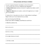 Clauses Worksheets Writing Sentences With Clauses Worksheet Db excel