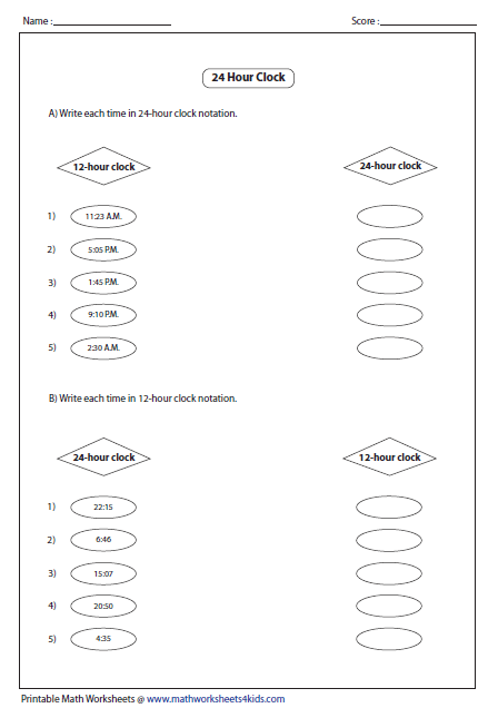 Clock Worksheets And Charts