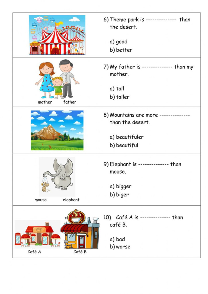 Comparative Adjective Worksheet