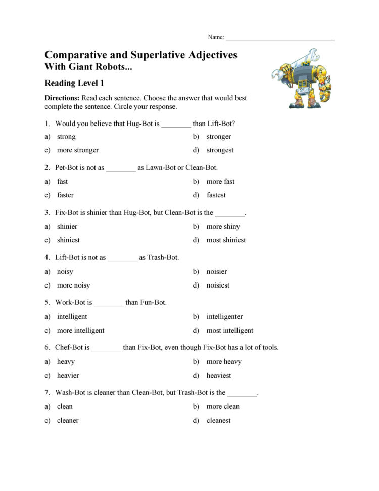 Comparative And Superlative Adjectives Test With Giant Db excel