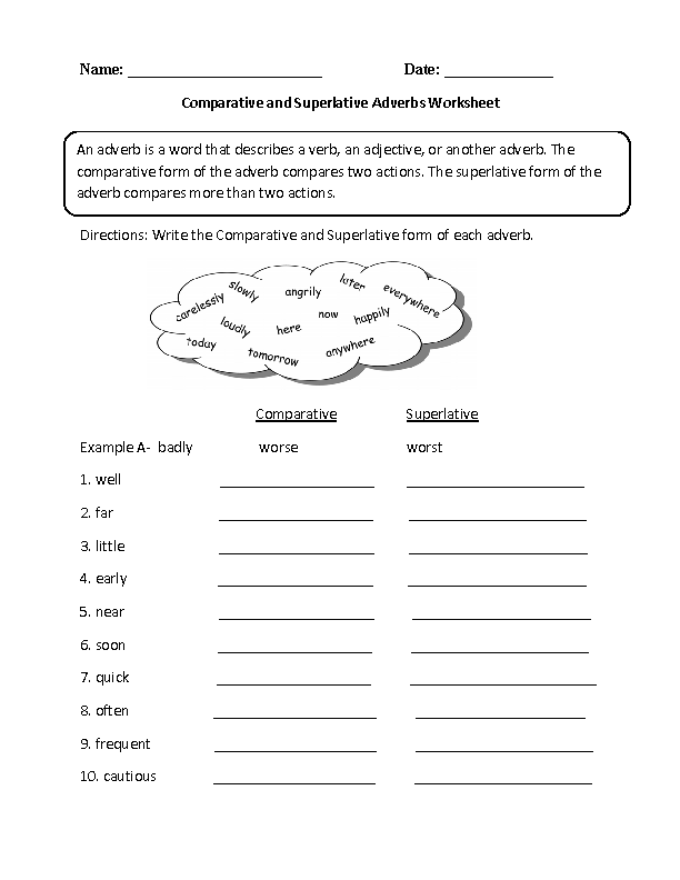 Comparative And Superlative Adjectives Worksheets For Grade 4 