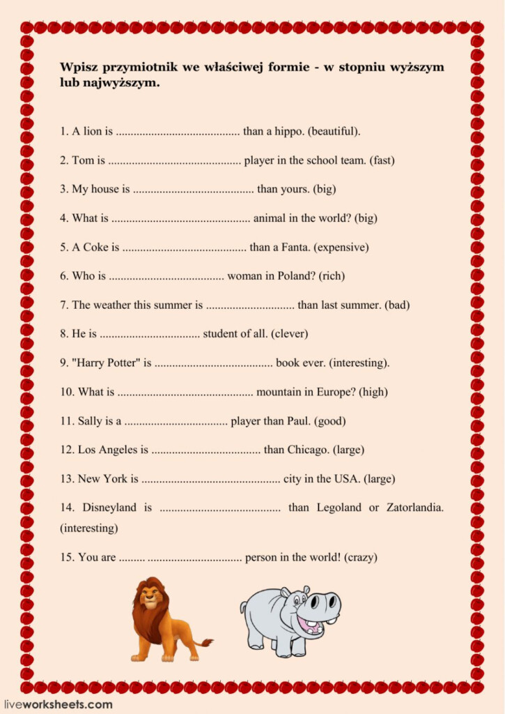 Comparatives And Superlatives Activity