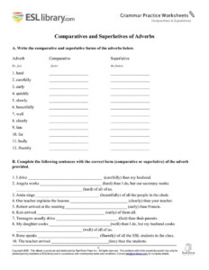 Comparative And Superlative Adverbs Worksheets Grade 3 ...