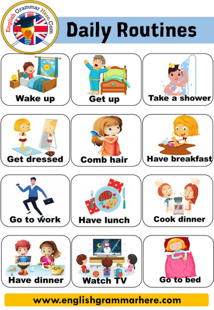 Daily Routines And Activities List And Example Sentences Archives 