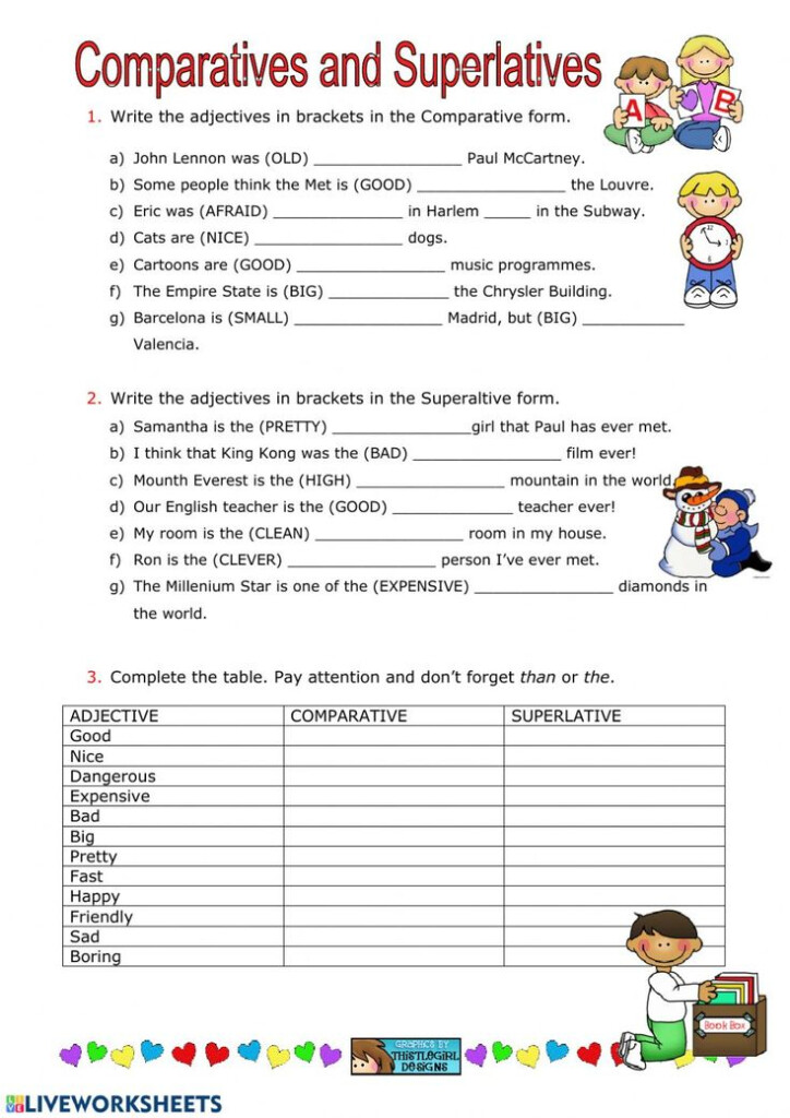 Degrees Of Comparison Of Adjectives Interactive And Downloadable 