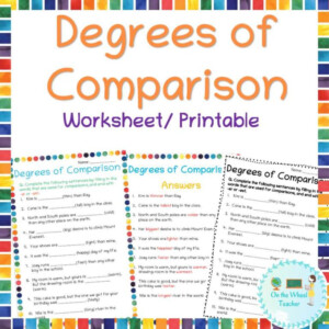 degrees of comparison of adverbs worksheets with answers