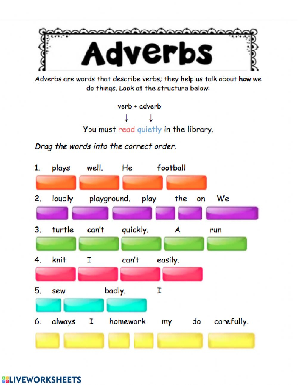 Ejercicio De Adverbs Unit 5 AdverbWorksheets
