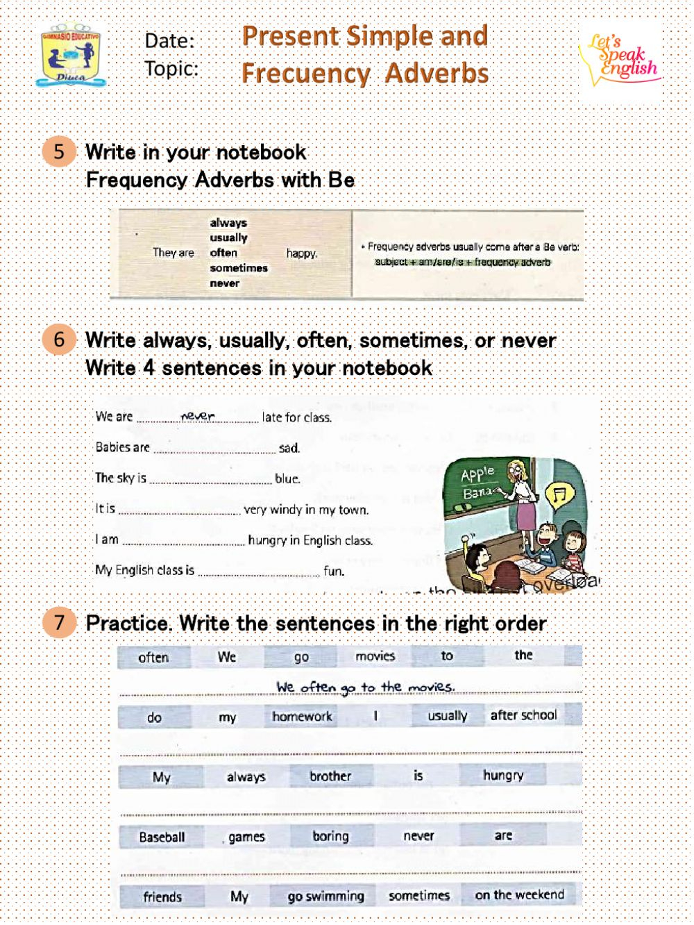 Ejercicio De Present Simple And Adverbs Of Frequency