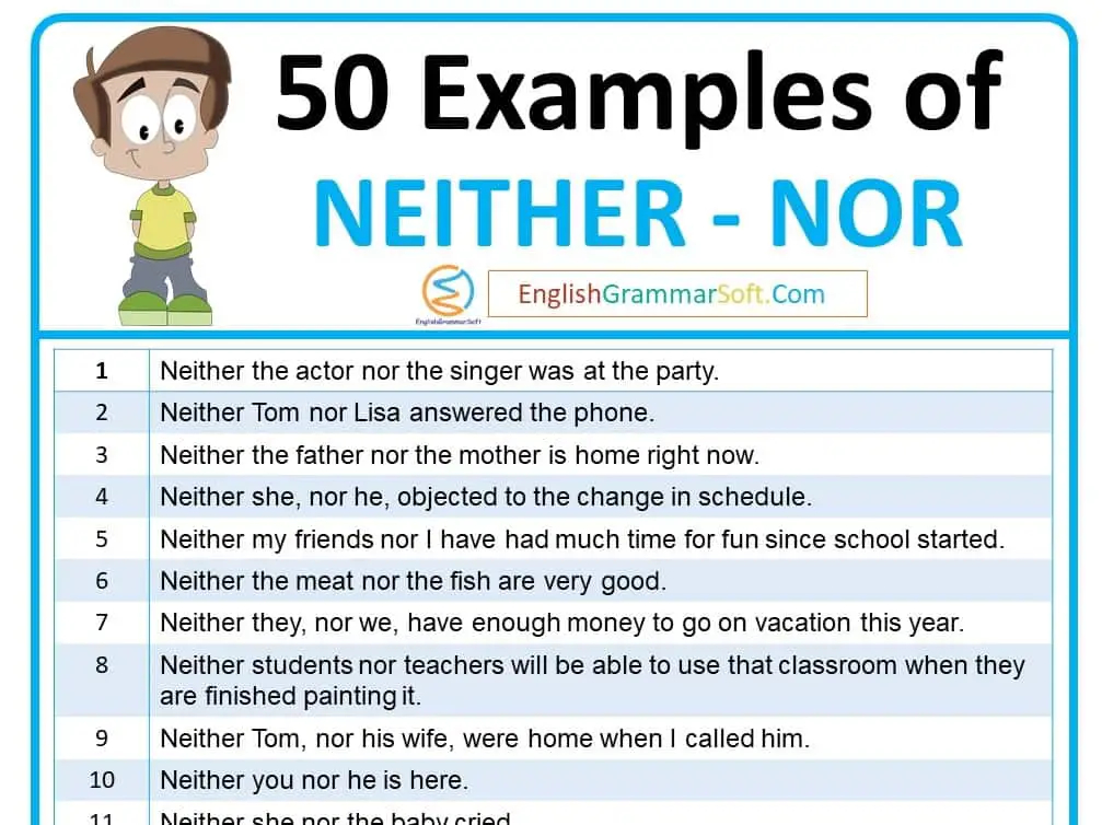 Examples With Neither Nor 50 Sentences EnglishGrammarSoft