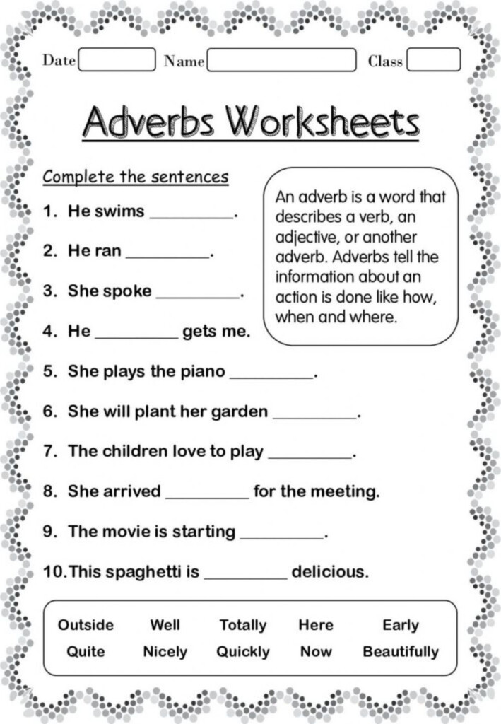 Ficha Interactiva De Adverbs Para 4 TO 6