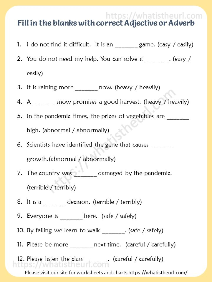 Fill In The Blanks With Correct Adjective Or Adverb Adverbs Adverbs