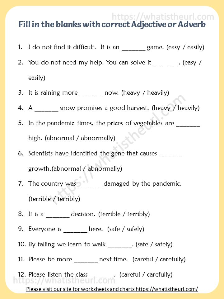 Fill In The Blanks With Correct Adjective Or Adverb Adverbs Adverbs 