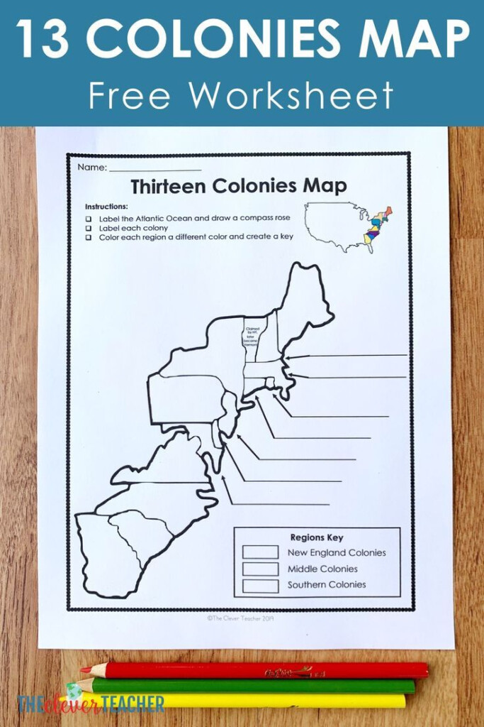 Free 13 Colonies Map Worksheet And Lesson Social Studies Worksheets 