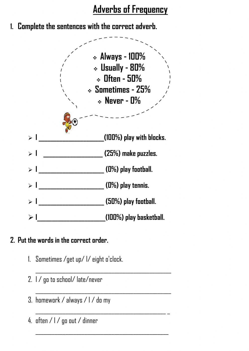 Frequency Adverbs Interactive Worksheet For Elemental