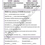 GOOD OR WELL ESL Worksheet By Nikabike