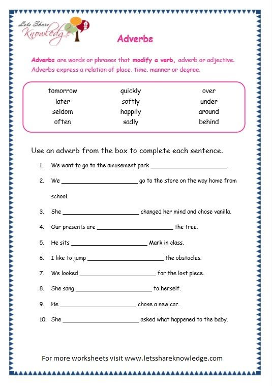 Grade 3 Grammar Topic 16 Adverbs Worksheets Lets Share Knowledge 