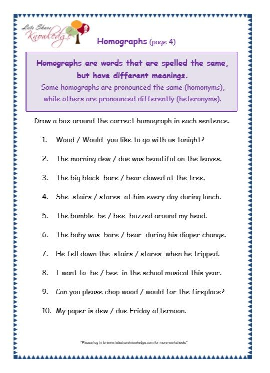 Grade 3 Grammar Topic 25 Homographs Worksheets Lets Share Knowledge