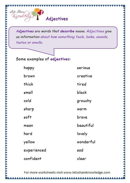 Grade 3 Grammar Topic 4 Adjectives Worksheets Free Worksheets Samples