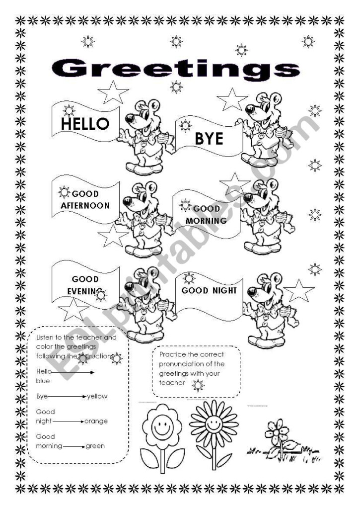 Greetings ESL Worksheet By YorleJQ