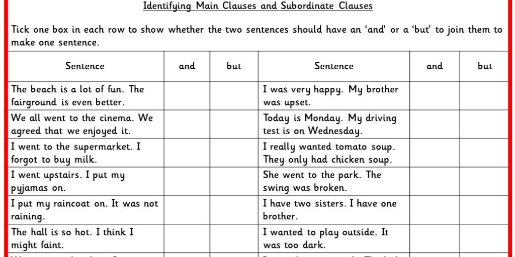 Identifying Main Clauses And Subordinate Clauses KS2 SPAG Test Practice 