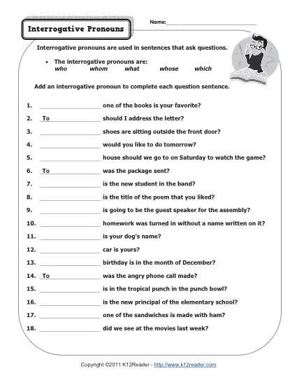 Indefinite Relative Pronoun Worksheets