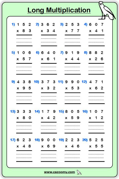 Long Multiplication Worksheet 2 4th Grade Math Worksheets Math 