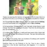 Loy Krathong Festival Thailand ESL Worksheet By Scottinthailand