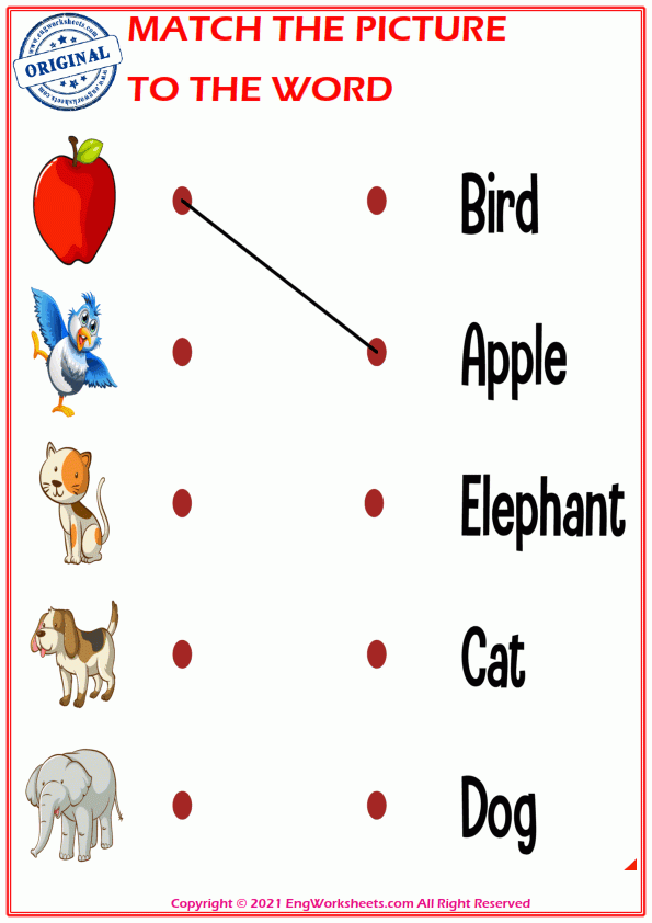 Match The Picture To The Word Worksheet For Children Image Worksheets 