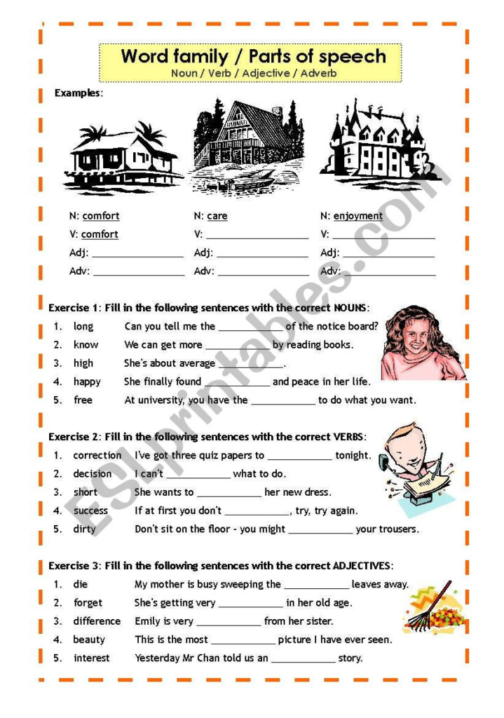 Noun Verb Adjective Adverb Worksheet Db excel