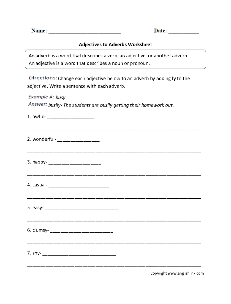 Noun Verb Adjective Adverb Worksheet Pdf Db excel