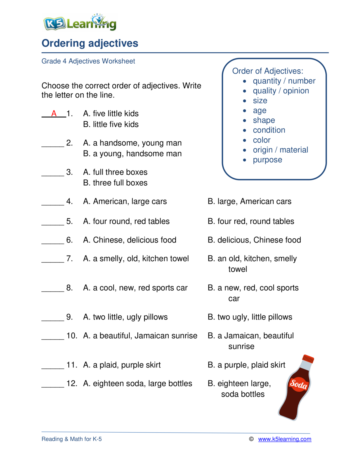 adjectives homework ks1