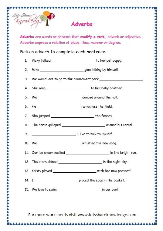 Page 8 Adverbs Worksheet English Grammar Worksheets Adverbs Adverbs 