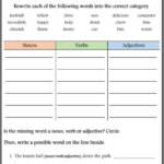 Parts Of Speech Nouns Verbs Adjectives Worksheets EasyTeaching
