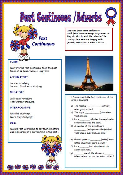 Past Continuous And Adverbs Worksheet