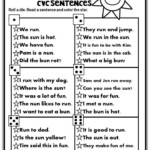 Phonics CVC Short Vowels Roll Read Sentences Kindergarten First