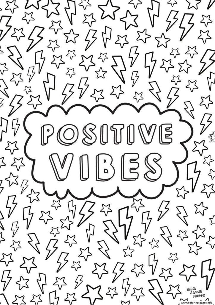 Positive Vibes Aesthetics Coloring Page Printable