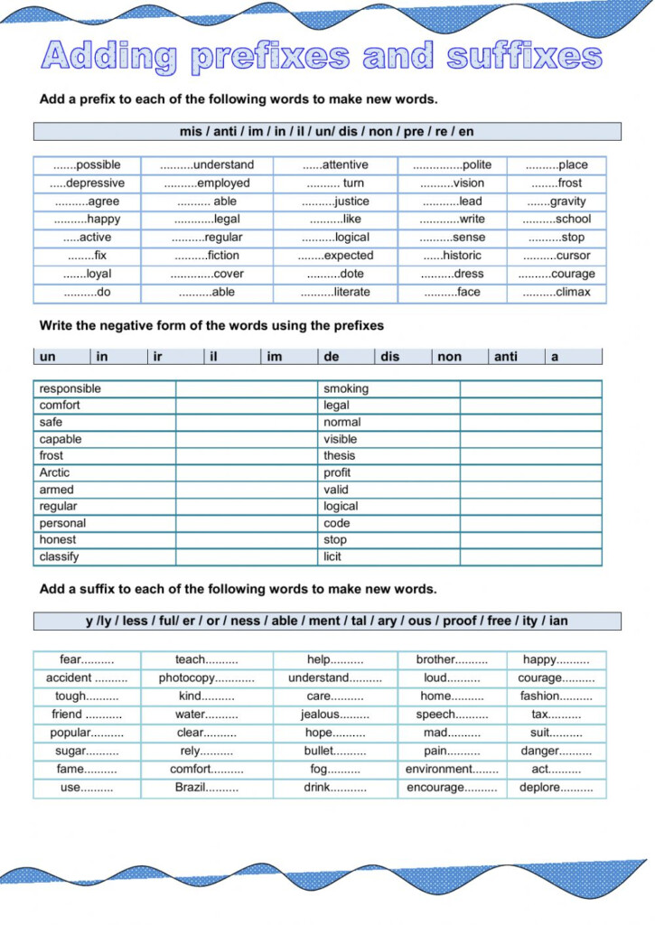 Prefixes And Suffixes Interactive Worksheet