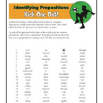 Preposition Worksheet Identifying Prepositions