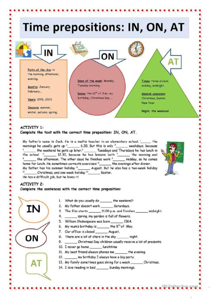 Prepositions Of Time Interactive Worksheet English Grammar English 