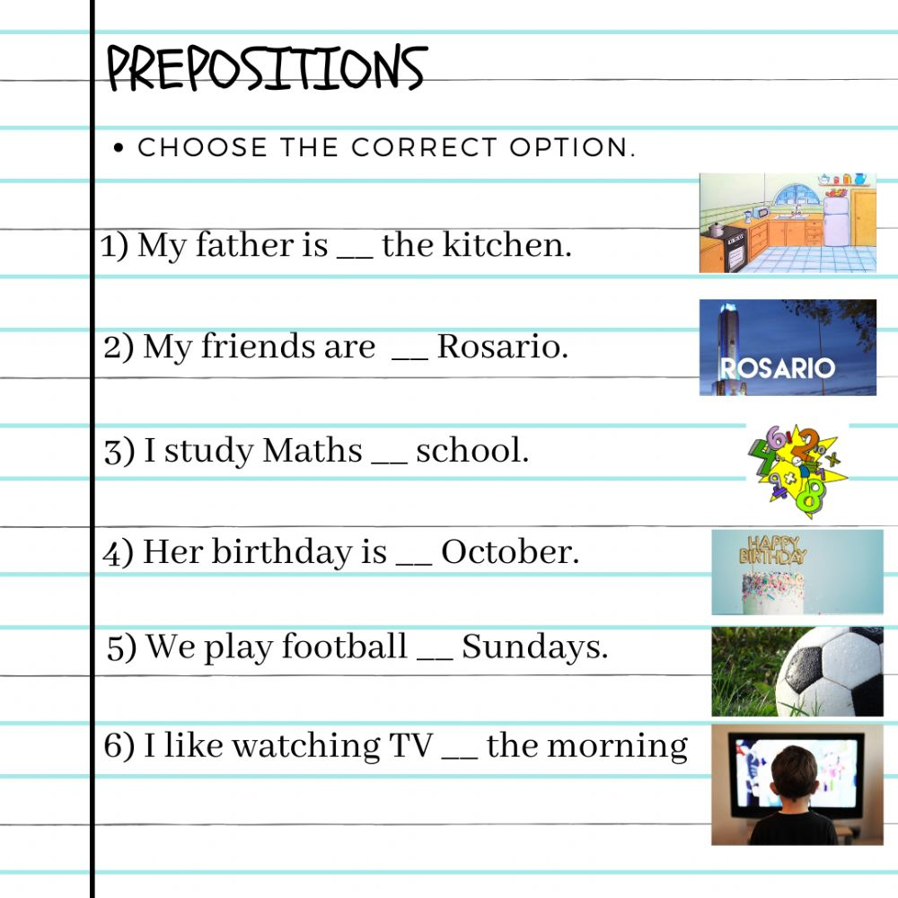 Prepositions Online Exercise For GRADE 6