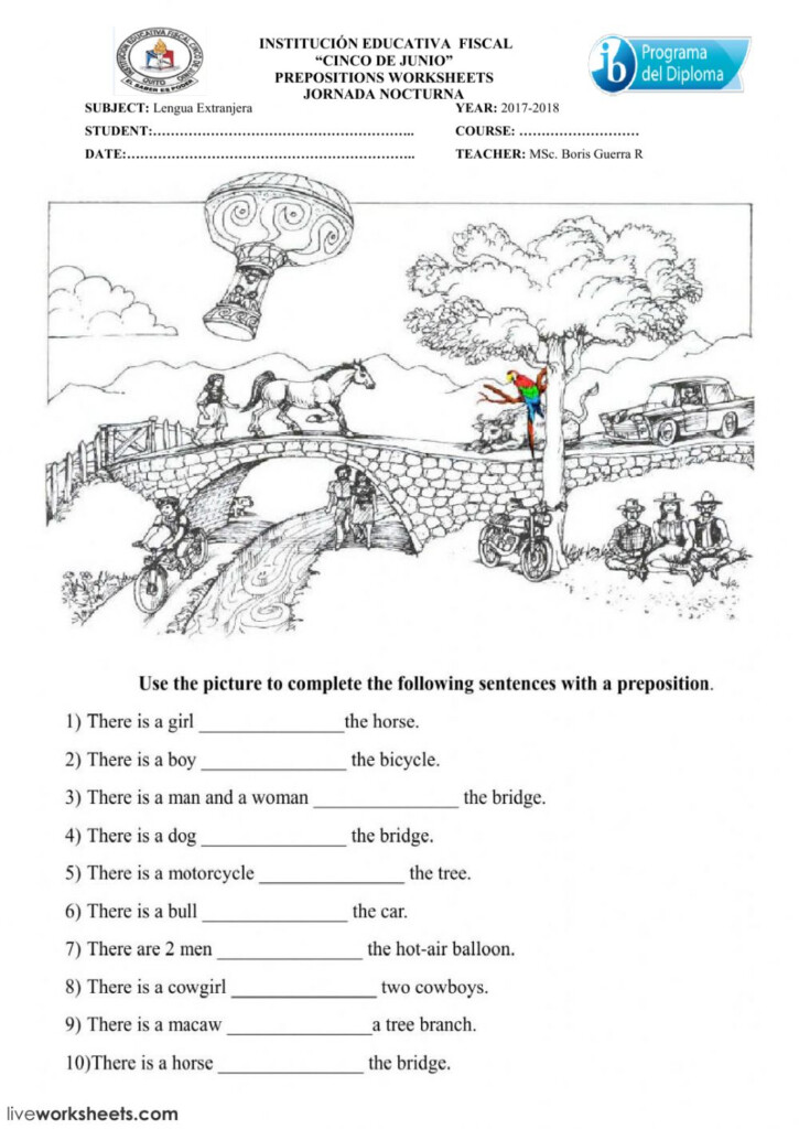 PREPOSITIONS TEST Worksheet