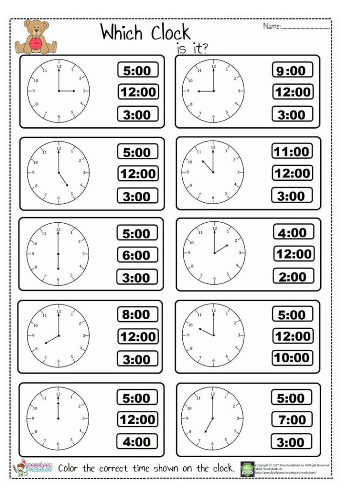 Preschool Clock Worksheet clock worksheets kindergarten 