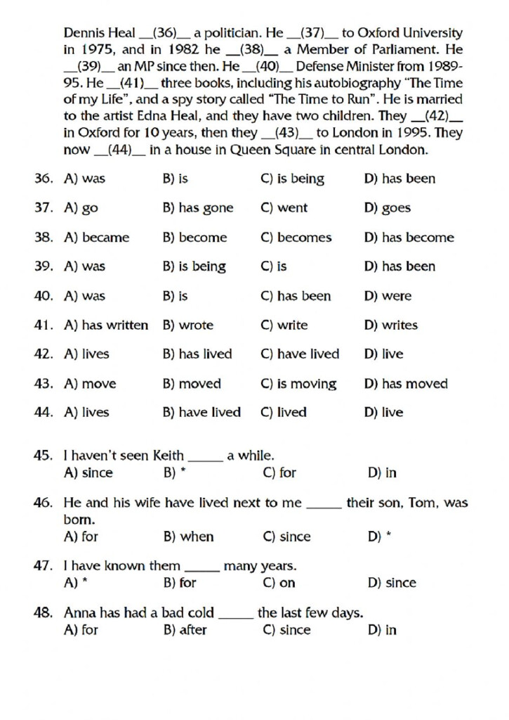Present Perfect Vs Past Simple Adverbs Relative Clause Worksheet