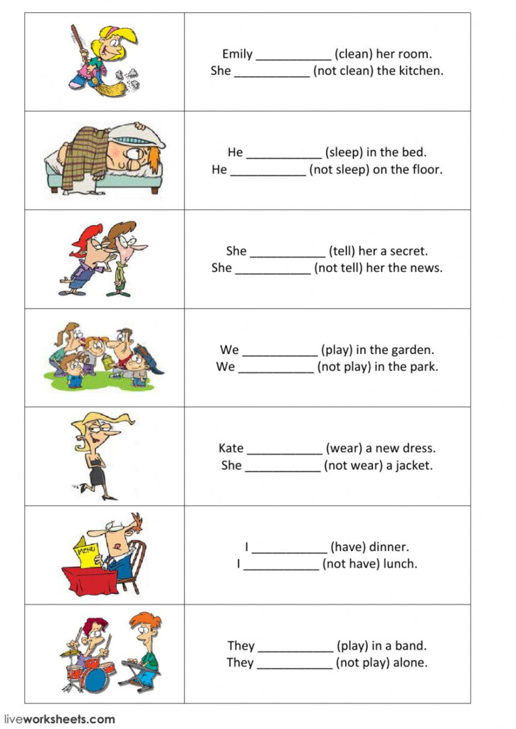 Present Simple Positive And Negative Sentences Part 2 Worksheet