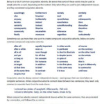 Printable List Of The Conjunctive Adverbs Useful Transition Words