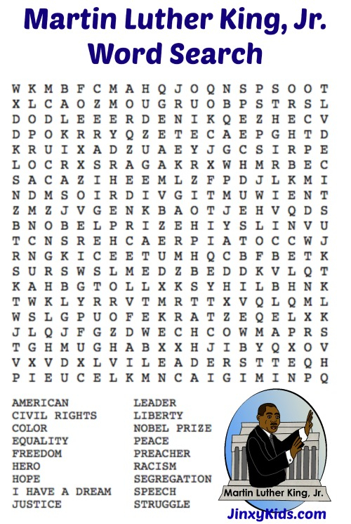 Printable Martin Luther King Jr Word Search Puzzle FREE Free 