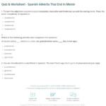 Quiz Worksheet Spanish Adverbs That End In Mente Study