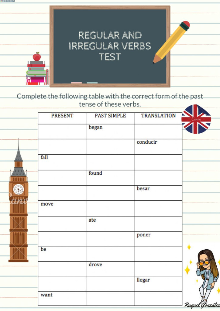 Regular And Irregular Verbs Worksheet